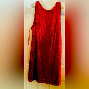 Red sequin sleeveless dress